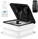 Pafessa 14" RV Roof Vent Fan w/LED Light - Rain Temperature System, Stepless Speed Regulation, 12V RV Bathroom Vent Fan Remote Control, Translucent Brown