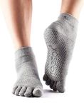 Toesox FT Ankle Yoga Grip Socks, Heather Grey, XL