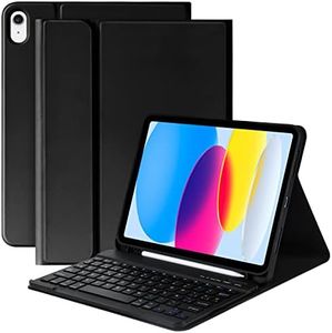 KBCASE Funda Teclado iPad 10.ª Generación 2022, Nuevo iPad 10.9 con Ranura para Lápiz y Español (Incluye Letra Ñ) Teclado Bluetooth Inalámbrico Desmontable para iPad A2696/A2757/A2777