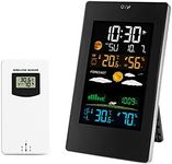 Snsowed Wireless Weather Station Indoor Outdoor Weather Forecaster with Sensor Digital Hygrometer Monitor with Alarm Clo Moon Phase Adjustablt Balight Sooze Mode