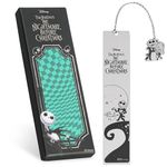 Disney Metal Bookmarks for Women with Gift Box Teens Metal Bookmark with Inspirational Quote and Charm - School University Graduation Reading Gift Box (Silver Jack Skellington)