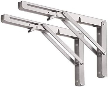 CUZURLUV 10'' Folding Shelf Brackets Max. Load 330 lb, Heavy Duty Stainless Steel DIY Wall Mounted Shelf Bracket Space Saving for Table Work Bench, Pack of 2