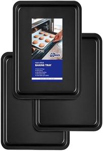 Non Stick Baking Tray Set of 3 – 32cm Oven Tray Set, Baking Sheet & Cookie Sheet, Heavy Duty Roasting Tray, Dishwasher Safe Easy Clean Bakeware by BLUES®