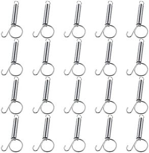 Hotop 20 Pieces Spring Door Latch for Rabbit Cages Metal Finger Hook Fixing Pet Wire Cage Birds Bunny Rodents Guinea Pig Hamster Parrot Hedgehog (3.35 x 0.9 Inch)