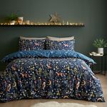 Catherine Lansfield Enchanted Twilight Animals Reversible Single Duvet Cover Set with Pillowcase Navy Blue