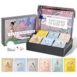 Thoughtfully Gourmet, Yoga Vibes Tea Gift Set, Tea Sampler Includes 6 Flavours of Tea with Inspirational Quotes, Great Yoga Gifts for Women, Set of 90