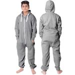 NOROZE Christmas Pjs for Boys Onesie Plain Fleece Hooded Onesies for Girls Sleepsuit Loungewear Jumpsuit for Kids Unisex (13 Years, Charcoal)