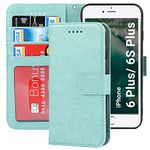 ELTEKER Phone Case Compatible with iPhone 6 Plus/6s Plus Case Wallet,Premium Leather Flip Kickstand Women Wallet Case with Card Holder for iPhone 6 Plus/6s Plus - Green