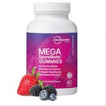 Microbiome Labs Spore Based Probiotic Gummies for Women, Men & Children - MegaSporeBiotic Gummies - 4 Bacillus Probiotics for Digestive Health & Microbiome Support - Berry Flavor (60 Gummies)