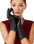 Neiicty Luxury Winter Long Leather Gloves Women Touchscreen Texting Warm Driving Genuine Leather Gloves 13'', Black, Medium