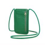 Sam's Design Small Crossbody Cell Phone Purse for Women Zipper Wallet Phone Case for iPhone Leather Phone Wallet with Card Slots Travel Slim Mini Shoulder Bag Card Green