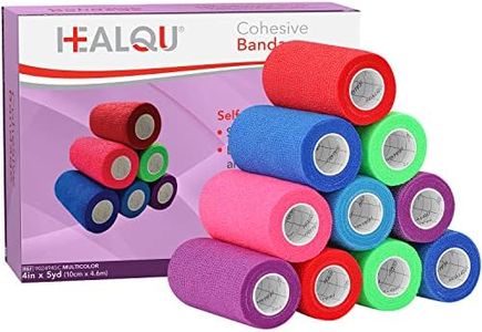 HEALQU Self Adhesive Bandage Wrap – Cohesive Tape for Athletic and Sports 4”x5yd, 12 Rolls - Self Adherent Medical Tape, Flexible, Elastic Bandages Multicolor for Wrist & Ankle Vet Wrap for Dogs.