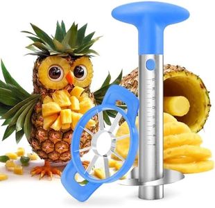 OOKUU Pineapple Corer Cutter, Stainless Steel Fruit Pineapple Peeler Slicer [Upgraded, Reinforced, Thicker Blade], Pineapple Core Remover with Measure Mark, for Diced Pineapple Ring (Blue)