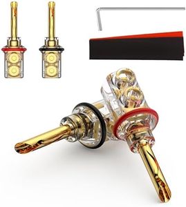 Viborg Audiocrast 4X HiFi Speaker Banana Plug Connectors 4MM BFA Type Dual Screws Locking Speaker Terminals with Heat Shrink Tubing + Allen Wrench (Gold, BFA)