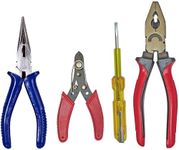 DUMDAAR Heavy duty Nose Plier wire cutter Electric Tester and Plier Red Hand Tool Kit