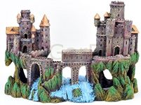 Fortified Castle XXL with River Castle Knights 'Castle Aquarium Ornament Fish Tank Decoration 2 Pieces