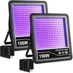 2 Pack 150W Black Light, CREATESTAR Blacklight LED Black Lights for Glow Party, IP66 Waterproof UV Light, Glow in The Dark, Body Paint, Fluorescent Poster, Stage Lighting, Neon Glow