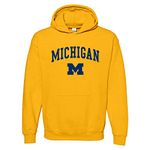 UGP Campus Apparel NCAA Officially licensed College - University Team Color Arch Logo Hoodie, Michigan Wolverines Gold, X-Large