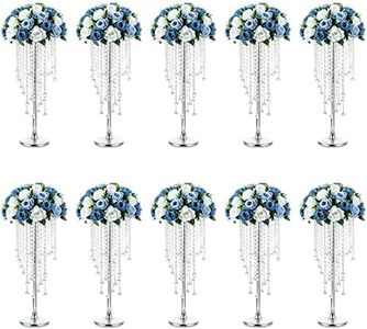 NUPTIO Silver Vases for Centerpieces Wedding - 10 Pcs 21.7in Tall Centerpiece for Tables - Flower Stand Bulk for Weddings Chandelier