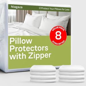 Niagara Pillow Protectors with Zipper King Size (8-Pack) - 100% Resistant to Stains, Dust & Dirt - Soft Hypoallergenic King Pillow Protector for Safe and Quiet Sleep