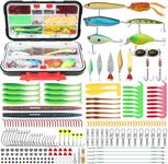 GOTOUR Fishing Lures Kit with Tackle Box, Bass Fishing Accessories Included Fishing Gear and Equipment, Crankbaits, Spinner, Spoon, Popper, Frog, Minnow, Worms, Hooks for Freshwater