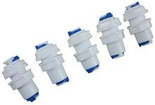 Tube Bulkhead Connector Push Fit Quick Connect for RO Water Reverse Osmosis System (1/4" Tube Bulkhead Connector) 5PCS