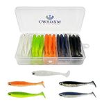 CWSDXM Soft Fishing Lures, 6.5cm/8cm Paddle Tail Swimbaits Soft Plastic Lures Kit for Bass Trout Walleye Crappie 30pcs/44pcs…