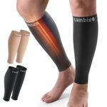 CAMBIVO 2 Pairs Calf Compression Sleeves(20-30 mmHg), Shin Splint Compression Sleeves for Men and Women - Compression Calf Sleeves for Swelling, Varicose Veins, Running(CS13 Black, Large)