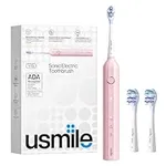 usmile [ADA Accepted] Electric Toothbrush, Type-C Rechargeable Sonic Toothbrush for Adults with 2 Brush Heads, 1 Charge Lasts for 365 Days, Whitening Powered Toothbrush with Smart Timer, Y1S Pink