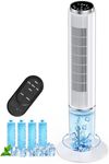 HIFRESH Personal Air Cooler for Home, 107CM Portable Fan, Touch & Remote Control, 4 Mode& 3 Speed, 26Ft Air Throw, 12H Timer, 4 Ice Packs, Auto Rotation, Low Power Consumption Tower Cooler for Room