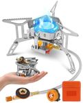 Portable Camping Gas Stove, Windproof 3500W Burner with Piezo Ignition, Adapters and Converters for BBQs, Cooking, Fishing, Hiking, and Picnics.