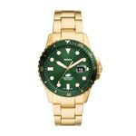 Fossil Men's Fossil Blue Quartz Stainless Steel Three-Hand Watch, Color: Gold/Green Taper (Model: FS6030)