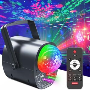 Party Light Disco Ball Lights,Dj Strobe Light Stage Rave Light Dance Light Projector Effect Sound Activated with Remote Control for Karaoke Parties Club Dance Wedding Christmas Halloween