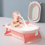 R for Rabbit Bubble Double Aqua Bath tub for Baby, Foldable,Temperature Sensitive Indicator for New Born of 0 to 3 Years - Pink