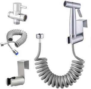 MUMENG Handheld Bidet Toilet Sprayer Kit,Stainless Steel Spray Attachment Set with 3 Way Valve,Hand Held Diaper Sprayer Head for Personal Hygiene Pet Bathing with ABS Flexible Telescopic Shower Hose