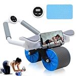 MIAODAM Automatic Rebound Abdominal Wheel, Ab Roller with Elbow Support and Timmer, Plank Ab Roller Wheel for Core Trainer with Knee Mat, Perfect Core Exercise Equipment for Home Workouts