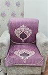 Kreeva Velvet Geometric 6 piece 5 seater sofa cover and chair set - (3+1+1), Purple::Onion