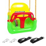 KINSPORY Infant Swing, 3-in-1 Toddler Swing Indoor Outdoor, Secure Detachable Baby Swing Seat with Hanging Straps for Swing Sets Backyard Patio Garden Tree Park Play Equipment (Green)