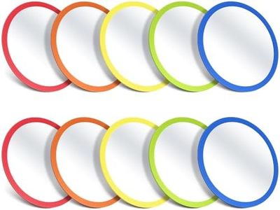 Dandat 10 Pcs Small Mirrors for Crafts Preschool Shatter Proof Mirror for Kids 6 x 6 Inches Round Toddler Mirror Plastic Mirror for Classroom Bath Facial Expression Practice (Multicolor)