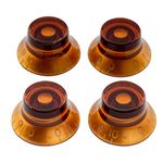 Musiclily Pro Imperial Inch Size Bell Top Hat Knobs for USA Made Les Paul Style Electric Guitar, Amber (Set of 4)