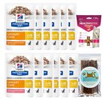 Urinary Cat Food bundle contains Wet pouches Hills C/D Kidney Care Chicken 85g x6, Salmon 85g x6, Healthy Treats 65g, Silvervine Sticks