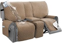 H.VERSAILTEX 100% Waterproof Reclining Love Seat with Console Slipcover 3 Piece Non Slip 2 seat Loveseat Recliner Cover Thick Soft Recliner Cover Washable(Recliner Loveseat with Console, French Oak)