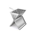 Ved Portable Barbecue Grill - Foldable Notebook-Style 2 to 3 Person BBQ Griller Made with Stainless Steel - Charcoal Smoker for Terrace, Patio, Backyard, Camping, Hiking & Beach Trips - 35x24x39cm