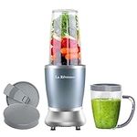 La Reveuse Personal Size Blender 250 Watts Power for Shakes Smoothies Seasonings Sauces with 1 Piece 15 oz Cup,1 Piece 10 oz Mug,BPA Free (Peal Blue)