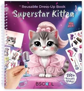 Sticker Dress Up Superstar Kitten - Kids Activity Book Learn Fashion Design for Kitten with Guides and 270+ Reusable Stickers. Gift for Girls Ages 5,6,7,8