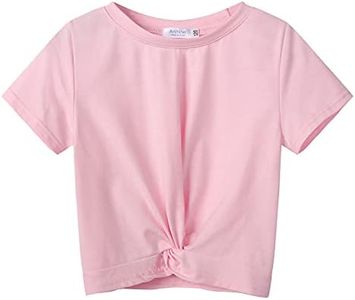 Arshiner Girls Casual Tie Dye Short-Sleeve T-Shirt Cute Print Summer Blouse for Girls Twist Front Tunic Tee Tops Pink