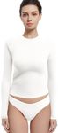 Abonlen Long Sleeve Shirts for Women Crewneck Basic Tees T Shirts Fitted Crop Tops Y2k Going Out Tops (Cream White,X-Large)