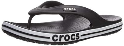 Crocs Unisex Bayaband Flip Flop, Black/White, 8 men/ 9 women