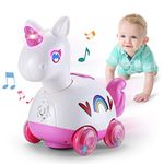 Yerloa Musical Unicorn Baby Crawling Toys 6-12 Months, Infant Light up Music Toy Tummy Time Development Learning 7 8 9 10 11 12-18 Month Toddle Birthday Gift 1 2 Year Old , Pink, Children One Size