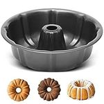 ARVINKEY Fluted Ring Cake Tin, Nonstick & Leakproof Carbon Steel Round Cake Pan Tray, 24cm/9.45in Baking Moulding Tin for Baking Cake Bread, Black